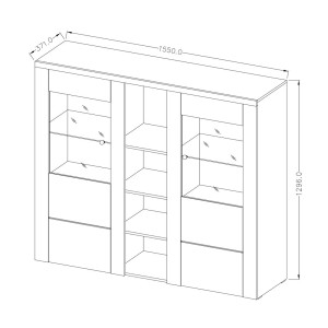 Vaisselier design 2 portes pour salon couleur chêne. collection SANTIAGO.