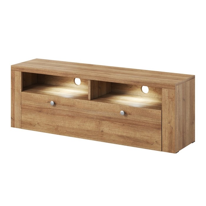 Ensemble de 5 meubles de salon collection SANTIAGO. Coloris chêne.