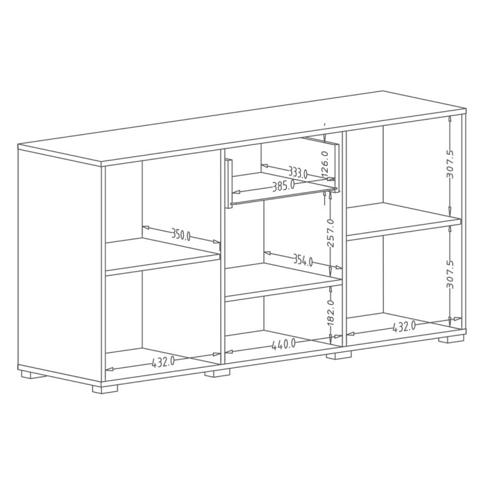 Buffet design 140cm pour salon couleur blanc brillant collection PAROS.