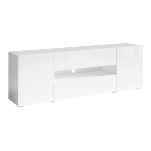 Meuble TV 180cm collection PAROS. Couleur blanc brillant.