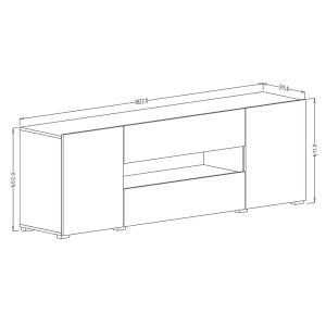 Meuble TV 180cm collection PAROS. Couleur blanc brillant.