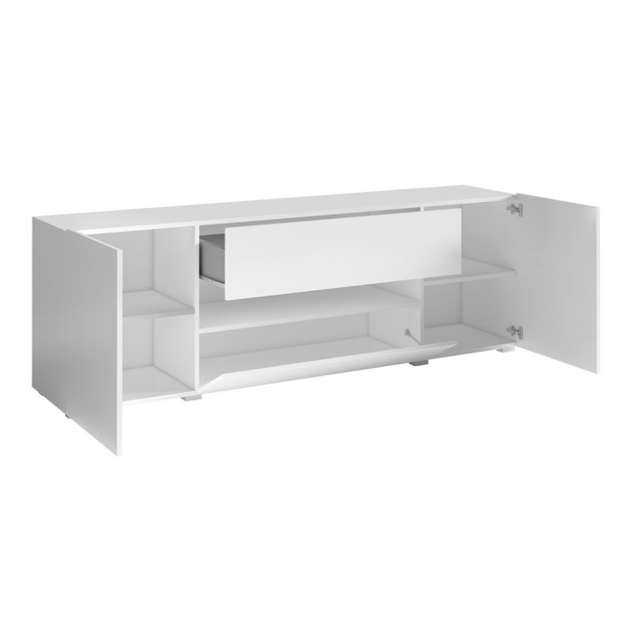 Meuble TV 180cm collection PAROS. Couleur blanc brillant.