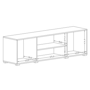 Meuble TV 160cm avec éclairage LED collection PAROS. Couleur blanc brillant.