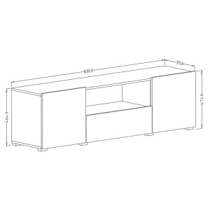 Meuble TV 160cm avec éclairage LED collection PAROS. Couleur blanc brillant.