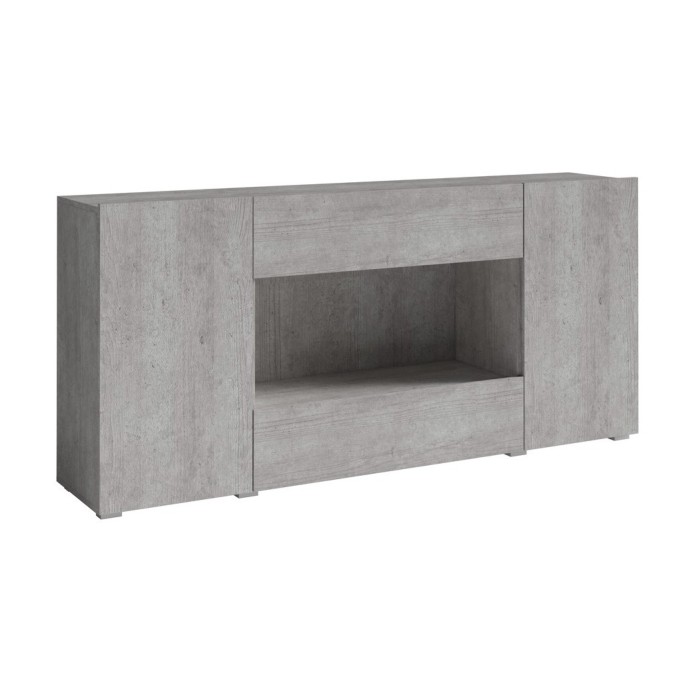 Buffet XL design 180cm pour salon couleur gris aspect béton collection PAROS.