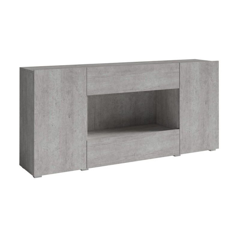 Buffet XL design 180cm pour salon couleur gris aspect béton collection PAROS.