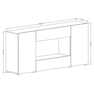 Buffet XL design 180cm pour salon couleur gris aspect béton collection PAROS.