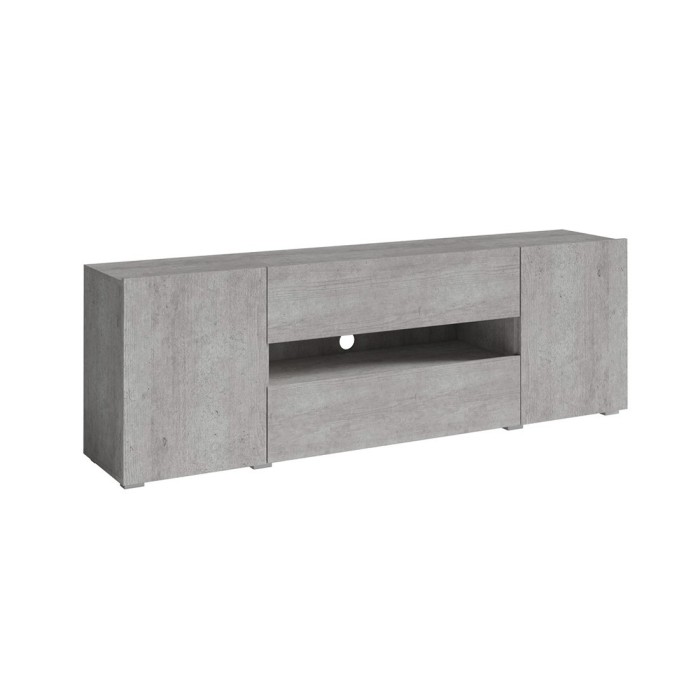 Meuble TV 180cm collection PAROS. Couleur gris aspect béton.