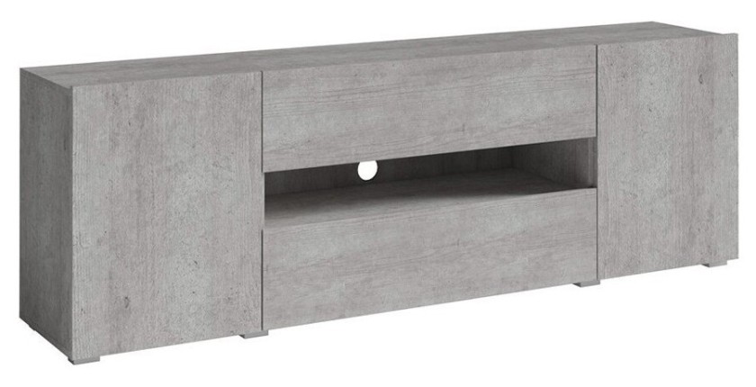 Meuble TV 180cm collection PAROS. Couleur gris aspect béton.