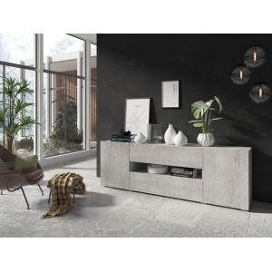 Meuble TV 180cm collection PAROS. Couleur gris aspect béton.