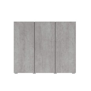 Buffet haut design 135cm avec 3 portes pour salon couleur gris aspect béton collection PAROS.