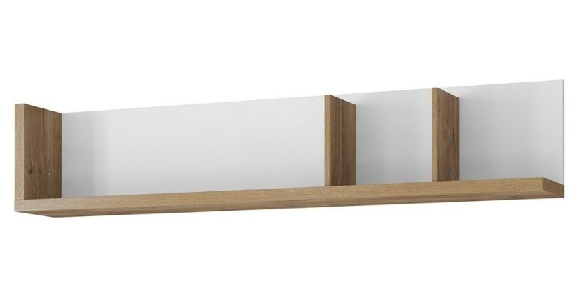 Étagère murale 150cm coloris chêne et blanc. Collection MENDOZA.
