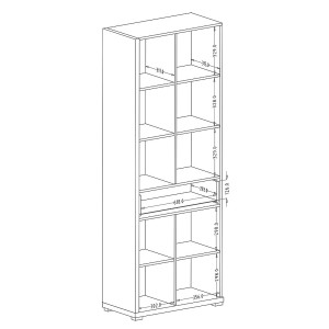 Vitrine haute design avec éclairage LED collection MENDOZA. Coloris chêne et blanc brillant.