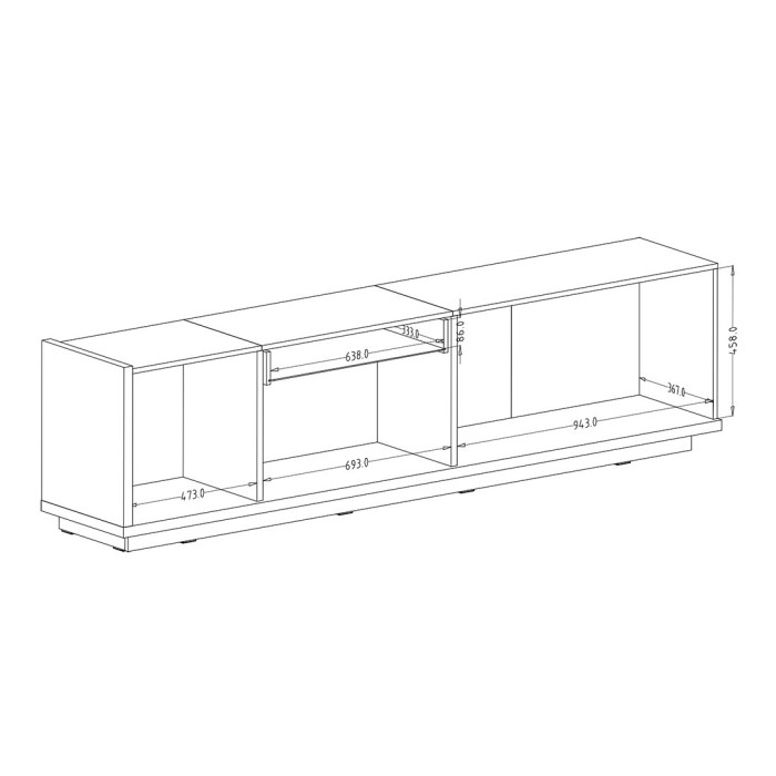 Meuble TV XL 220cm collection MENDOZA coloris chêne et blanc brillant.