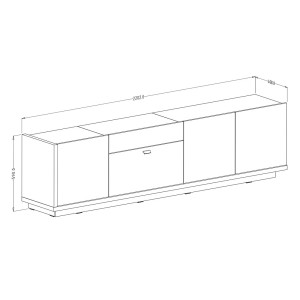 Meuble TV XL 220cm collection MENDOZA coloris chêne et blanc brillant.