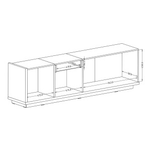 Meuble TV 200cm collection MENDOZA coloris chêne et blanc brillant.