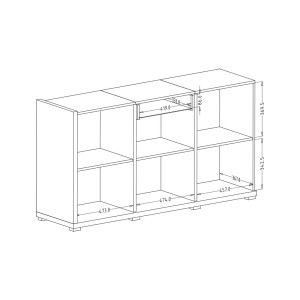 Buffet design 150cm pour salon couleur blanc et chêne collection MENDOZA.