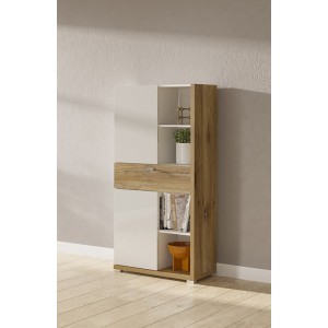 Bahut pour salon ou salle à manger couleur blanc et chêne collection MENDOZA.