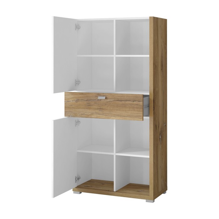 Bahut pour salon ou salle à manger couleur blanc et chêne collection MENDOZA.