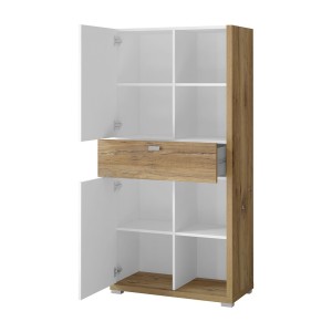 Bahut pour salon ou salle à manger couleur blanc et chêne collection MENDOZA.