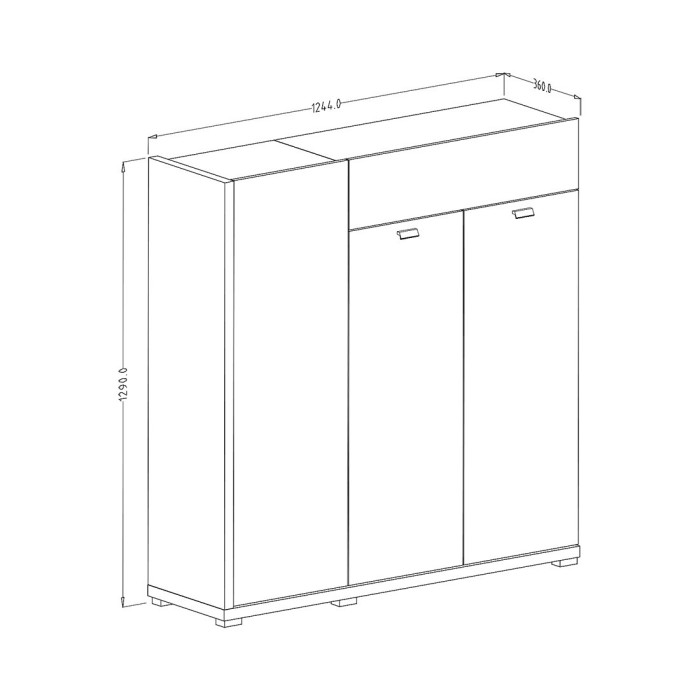 Bahut XL pour salon ou salle à manger couleur chêne et blanc brillant collection MENDOZA.