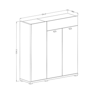 Bahut XL pour salon ou salle à manger couleur chêne et blanc brillant collection MENDOZA.