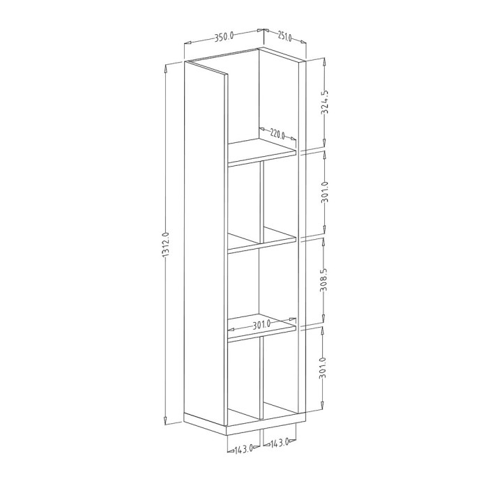 Étagère verticale murale coloris chêne et blanc avec LED intégrées. Collection MENDOZA.
