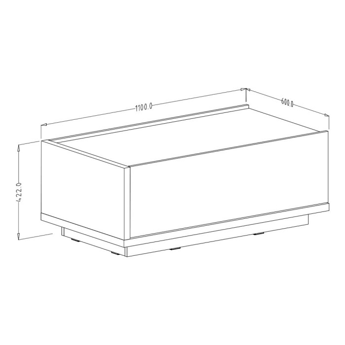 Table basse design avec une porte abattante collection MENDOZA. Couleur chêne et blanc.