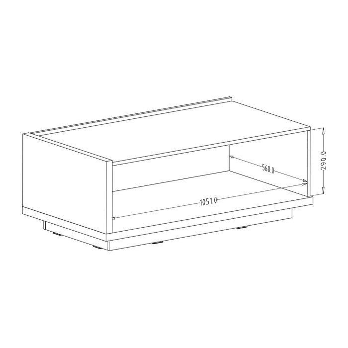 Table basse design avec une porte abattante collection MENDOZA. Couleur chêne et blanc.