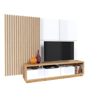 Lamelles murale XL aspect chêne sur support fond blanc collection CLARA