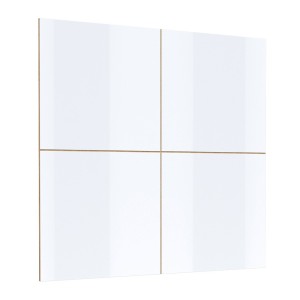 Meuble TV XL avec fond mural décoratif XL collection CLARA. Couleur chêne et blanc brillant.