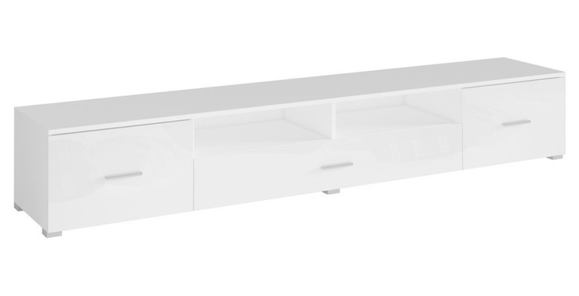 Meuble TV XL 210cm collection CONNOR. Couleur blanc brillant