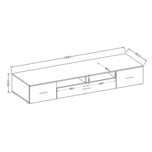 Meuble TV XL 210cm collection CONNOR. Couleur blanc brillant