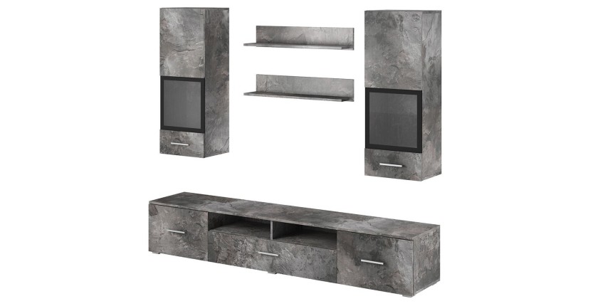 Composition de 5 meubles design pour salon effet ardoise collection CONNOR