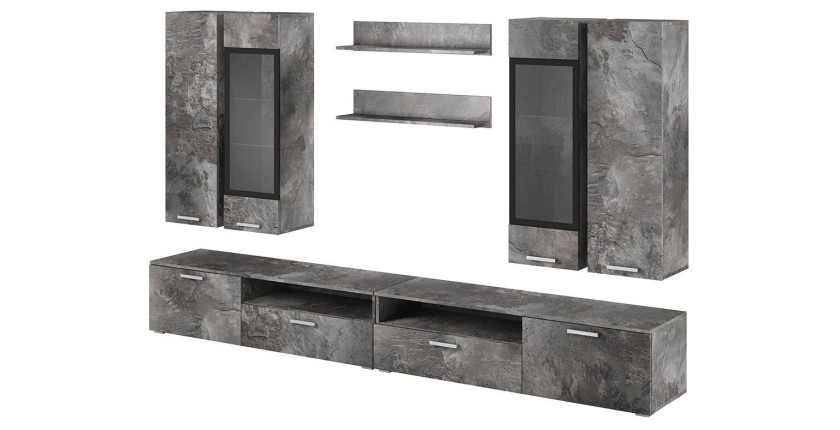 Composition XL de 8 meubles design pour salon effet ardoise collection CONNOR