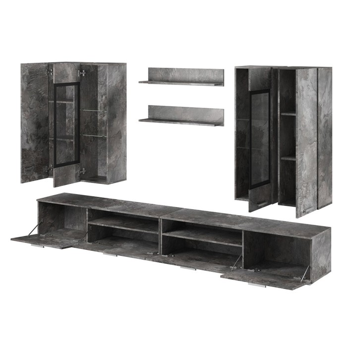 Composition XL de 8 meubles design pour salon effet ardoise collection CONNOR