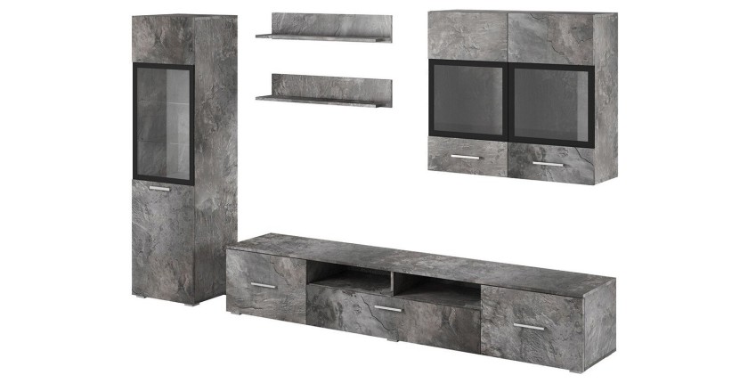 Composition de 6 meubles design pour salon effet ardoise collection CONNOR