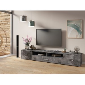 Meuble TV XL 210cm collection CONNOR. Effet ardoise