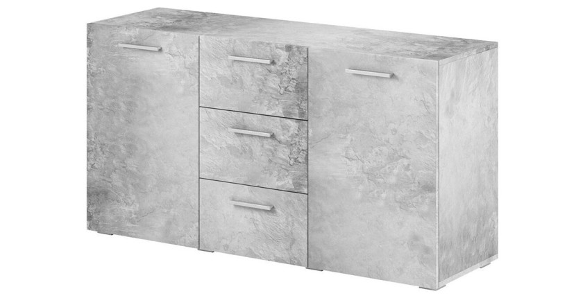 Buffet 130cm pour salon coloris gris effet béton collection CONNOR.