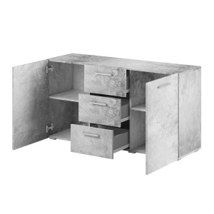 Buffet 130cm pour salon coloris gris effet béton collection CONNOR.