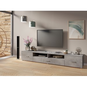 Meuble TV XL 210cm collection CONNOR. Coloris gris effet béton