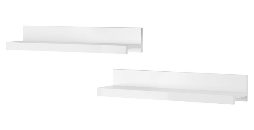 Lot de 2 étagères murales coloris blanc brillant. Collection BOMBAY.