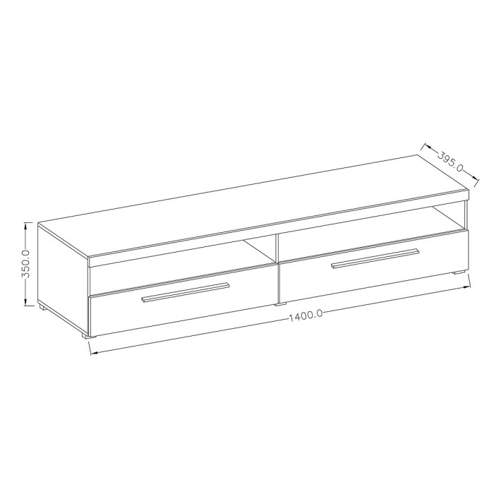 Meuble TV 140cm collection BOMBAY. Couleur blanc brillant. Éclairage LED multicolore.