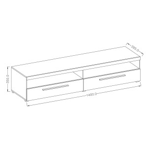 Meuble TV 140cm collection BOMBAY. Couleur blanc brillant. Éclairage LED multicolore.