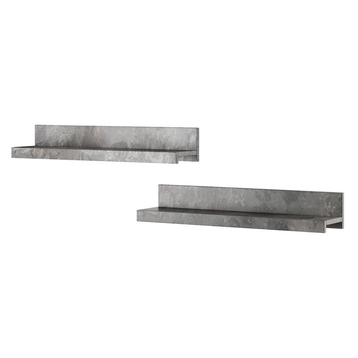 Lot de 2 étagères murales coloris gris effet ardoise. Collection BOMBAY.