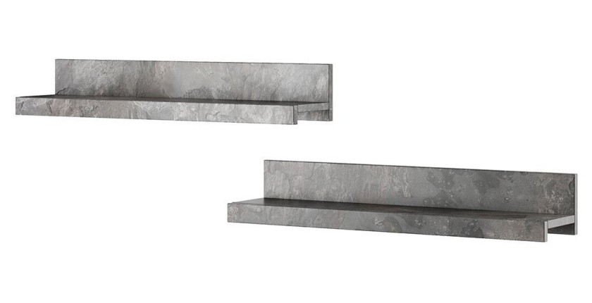 Lot de 2 étagères murales coloris gris effet ardoise. Collection BOMBAY.