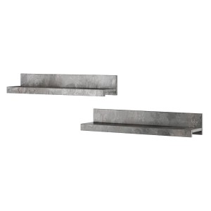 Lot de 2 étagères murales coloris gris effet ardoise. Collection BOMBAY.