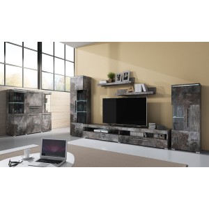 Lot de 2 étagères murales coloris gris effet ardoise. Collection BOMBAY.