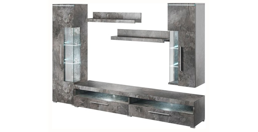 Composition de 5 meubles pour salon coloris effet ardoise collection BOMBAY