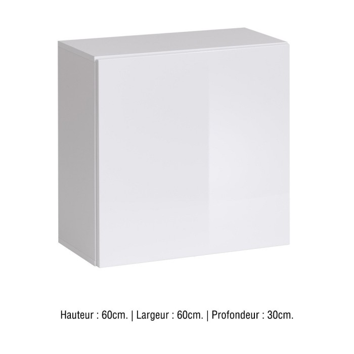 Armoire suspendue coloris blanc 60x60cm pour salon collection SWITCH.